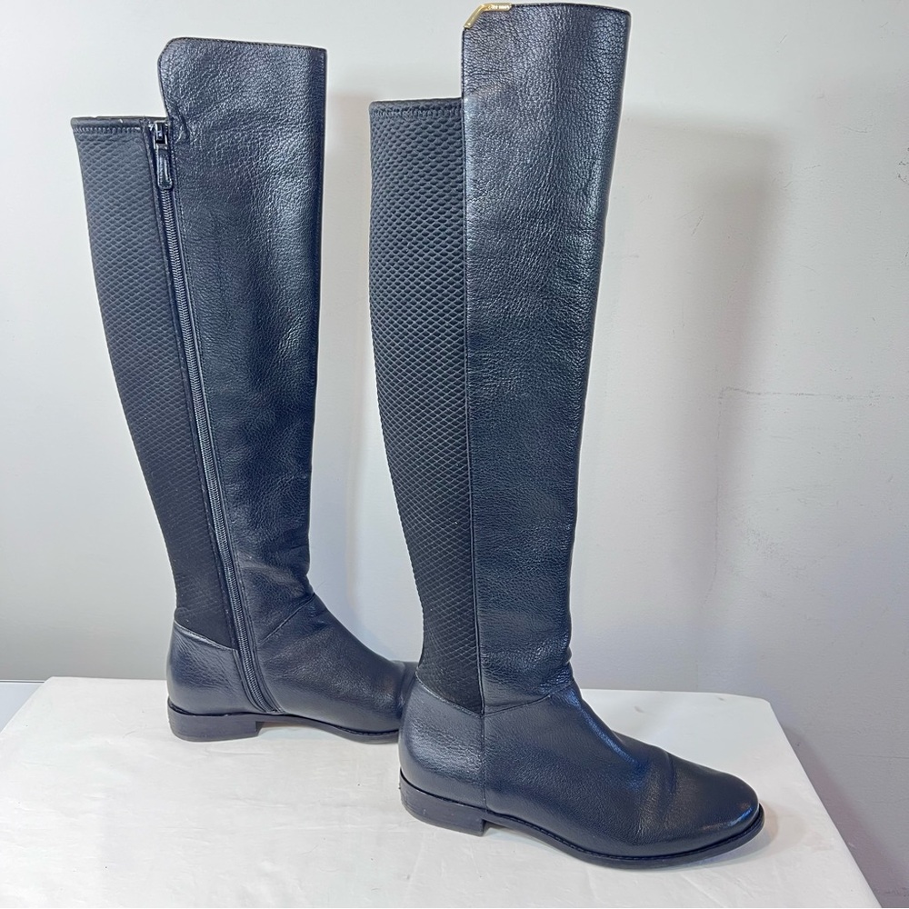 Cole Haan Dutchess black leather stretch back over the knee riding boots 7.5